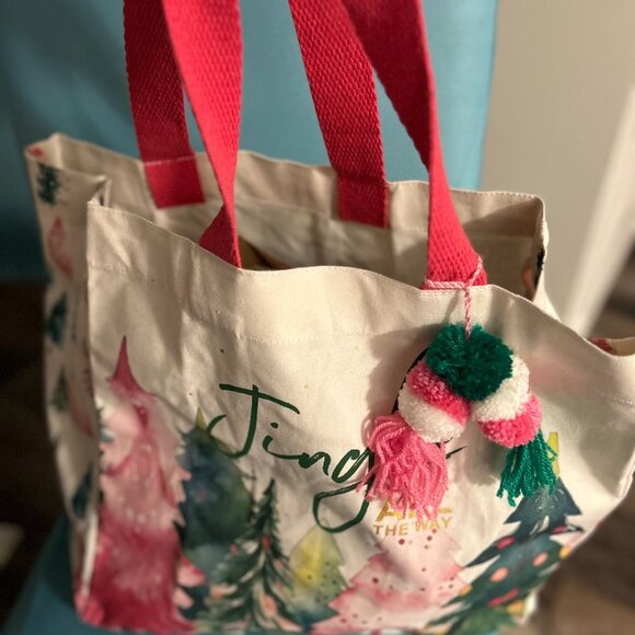 Jingle All the Way Fabric Christmas Tote bag large size NWT - Picture 4 of 5
